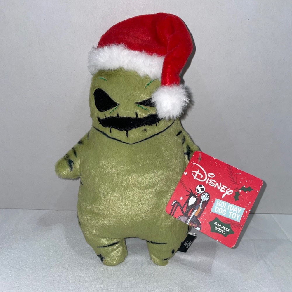 Disney Nightmare Before Christmas Oogie Boogie Santa Hat Holiday Squeaky Dog Toy